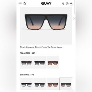 QUAY Nightfall Sunglasses.  Black frame - Black to Coral lens